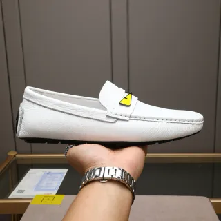 Fendi Monster Loafer White Leather Yellow Eye Loafers