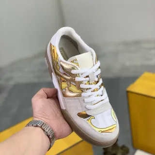 Fendi White Gold Low-Top Mixed-Material Lifestyle Sneakers
