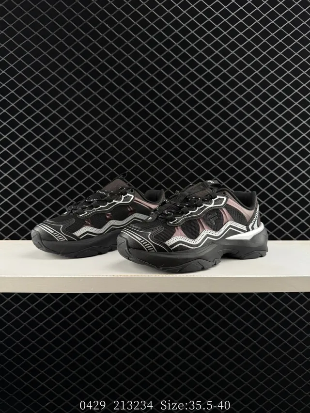 Fila Fusion Black Pink Wave-Pattern Chunky Sneakers 2