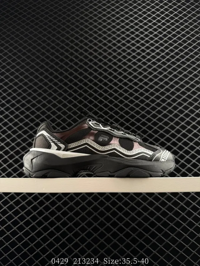 Fila Fusion Black Pink Wave-Pattern Chunky Sneakers 6