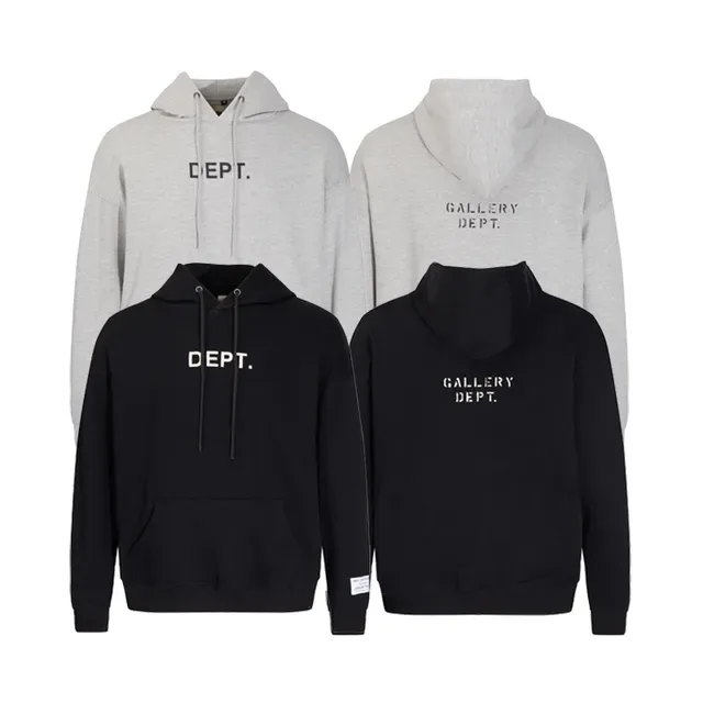 Gallery Dept Black Gray Minimalist Text Print Standard Fit Hoodie 2