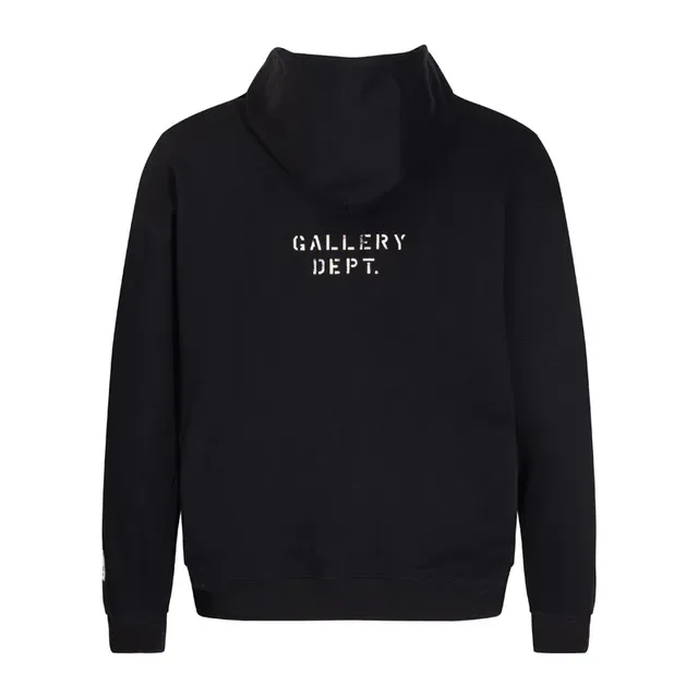 Gallery Dept Black Gray Minimalist Text Print Standard Fit Hoodie 4