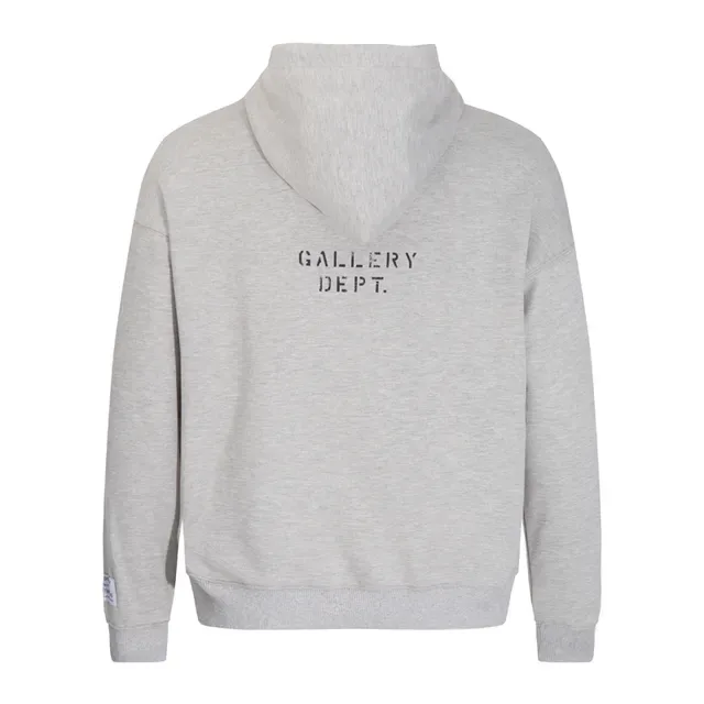 Gallery Dept Black Gray Minimalist Text Print Standard Fit Hoodie 6