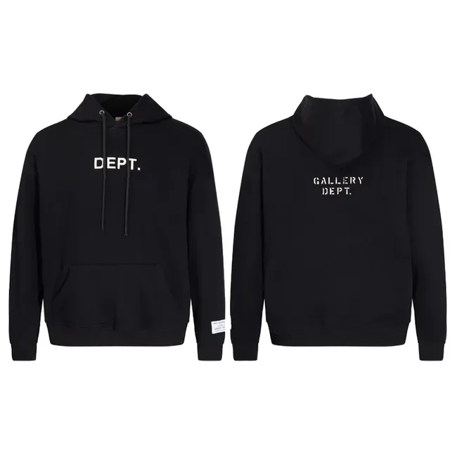 Gallery Dept Black Gray Minimalist Text Print Standard Fit Hoodie 7
