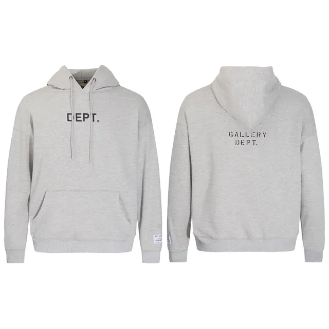 Gallery Dept Black Gray Minimalist Text Print Standard Fit Hoodie 8