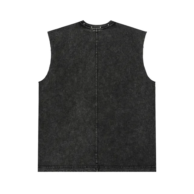 Acid-Wash Denim Graphic Vest Top 4