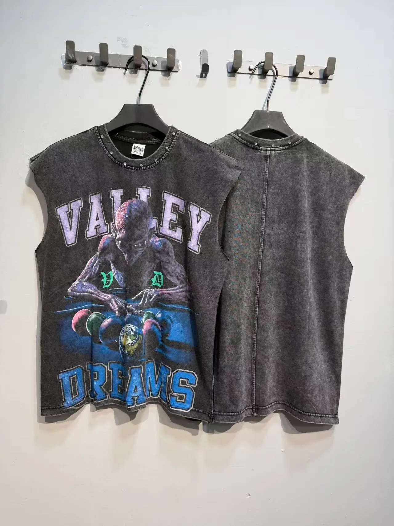 Acid-Wash Denim Graphic Vest Top 6