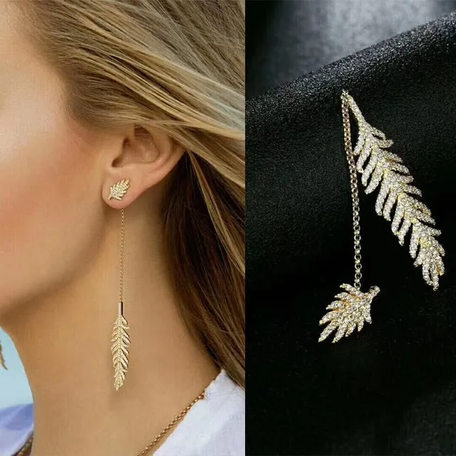 APM Monaco Feather Pavé Crystal Chain-Drop Earring 3