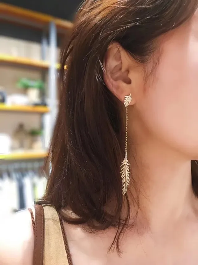 APM Monaco Feather Pavé Crystal Chain-Drop Earring 7