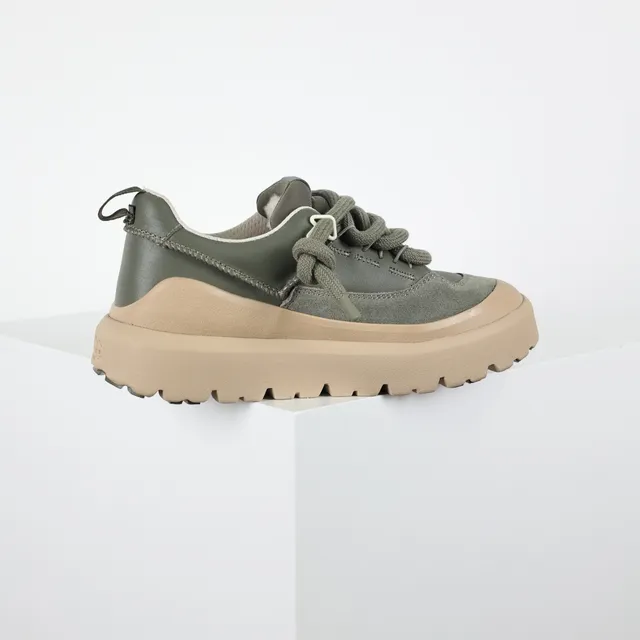 Army Green Beige Olive Suede And Leather Upper Platform Sole Chunky Sneakers 3