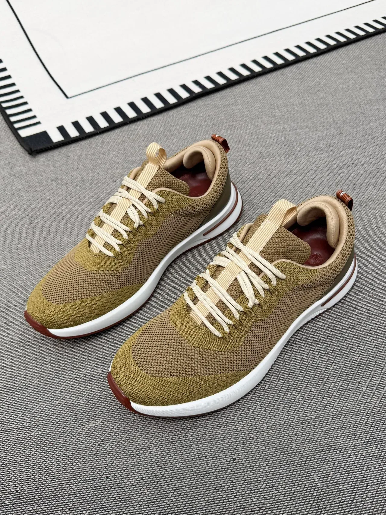 Army Green Brown Knit Upper Chunky White Midsole Sneakers 2