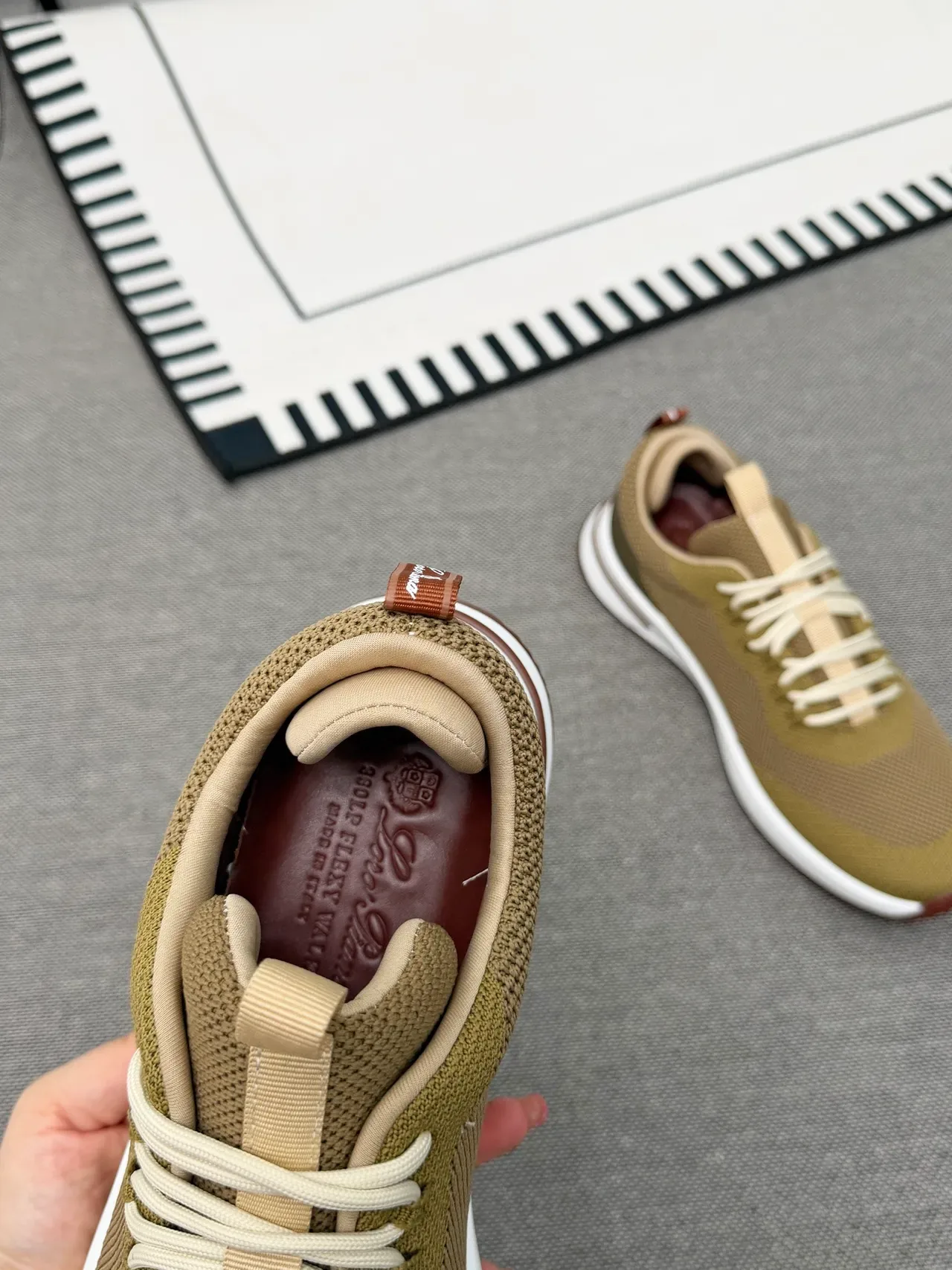 Army Green Brown Knit Upper Chunky White Midsole Sneakers 3