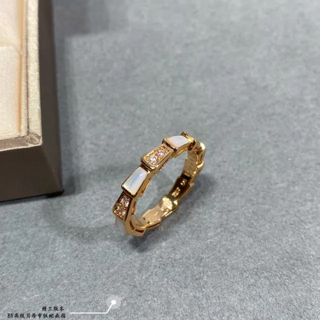 Articulated Geometric Mother-of-Pearl and Pavé Stone Ring 3