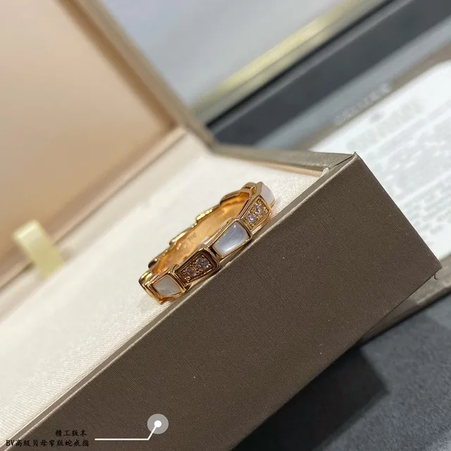 Articulated Geometric Mother-of-Pearl and Pavé Stone Ring 8