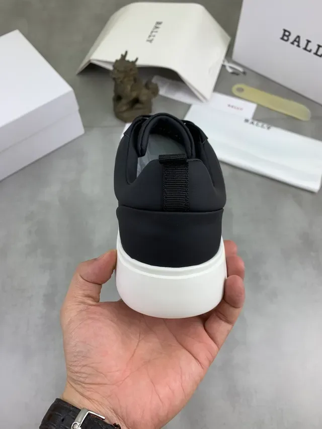 Bally Black White Matte Leather-Like Upper Perforated Toe Lifestyle Sneakers 3