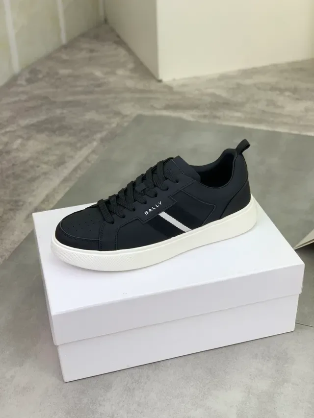 Bally Black White Matte Leather-Like Upper Perforated Toe Lifestyle Sneakers 4