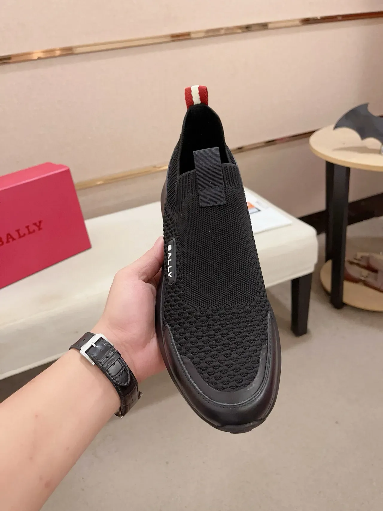 BALLY Knit Slip-On Black Lifestyle Sneakers 6
