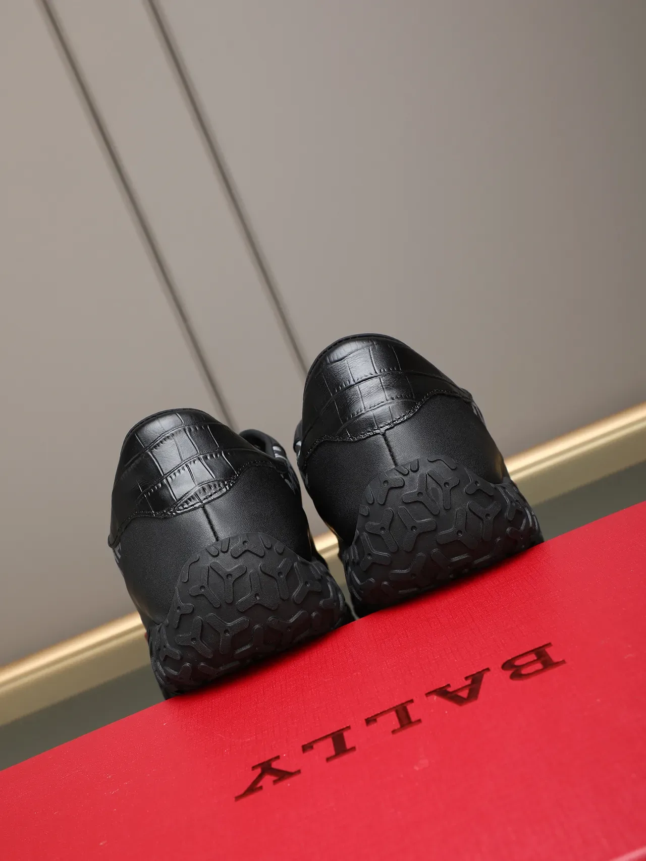 Bally Monogram-Print Black and Red Lifestyle Sneakers 4
