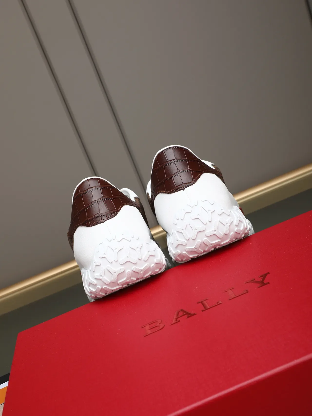 Bally Monogram-Print Brown and White Chunky Sneakers 3