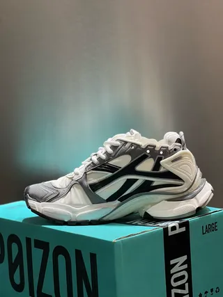 Beige Black Layered Synthetic Cage Asymmetrical Lacing Chunky Sneakers 5