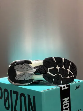 Beige Black Layered Synthetic Cage Asymmetrical Lacing Chunky Sneakers 9
