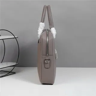 Beige Black Structured Taupe-Gray Leather-Like Handbag 17