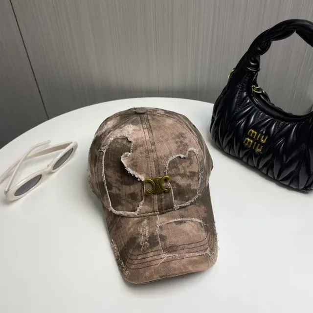 قبعة بيسبول بيج بني distressed denim tie-dye wash 2