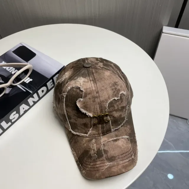 قبعة بيسبول بيج بني distressed denim tie-dye wash 6