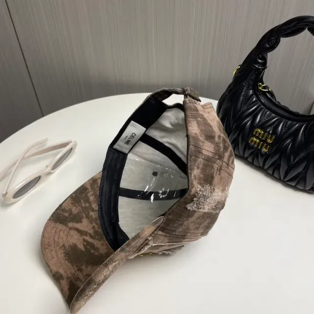 قبعة بيسبول بيج بني distressed denim tie-dye wash 7