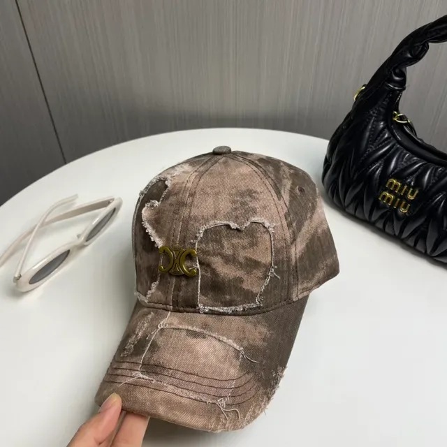 قبعة بيسبول بيج بني distressed denim tie-dye wash 9