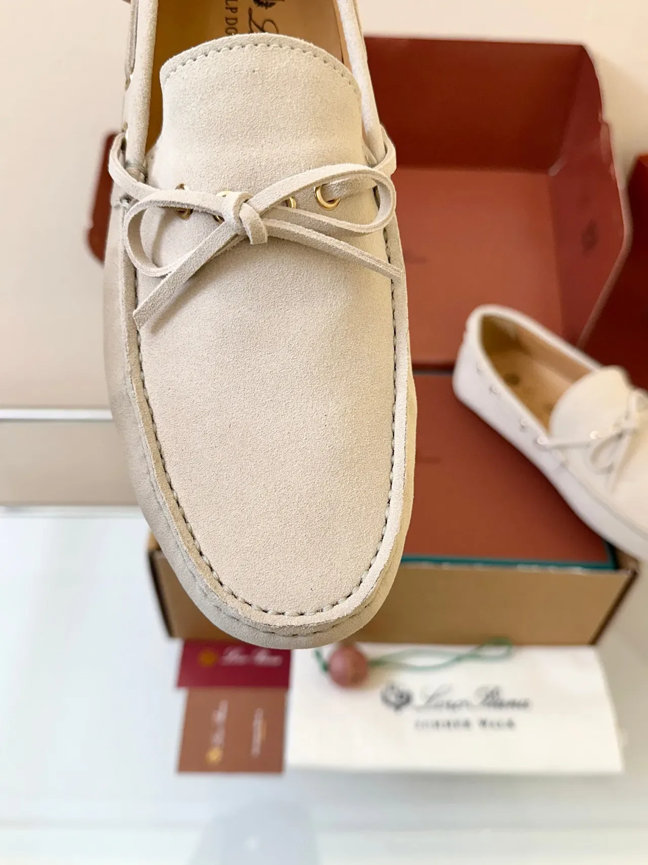 Beige Brown Suede Upper Decorative Bow Loafer 4