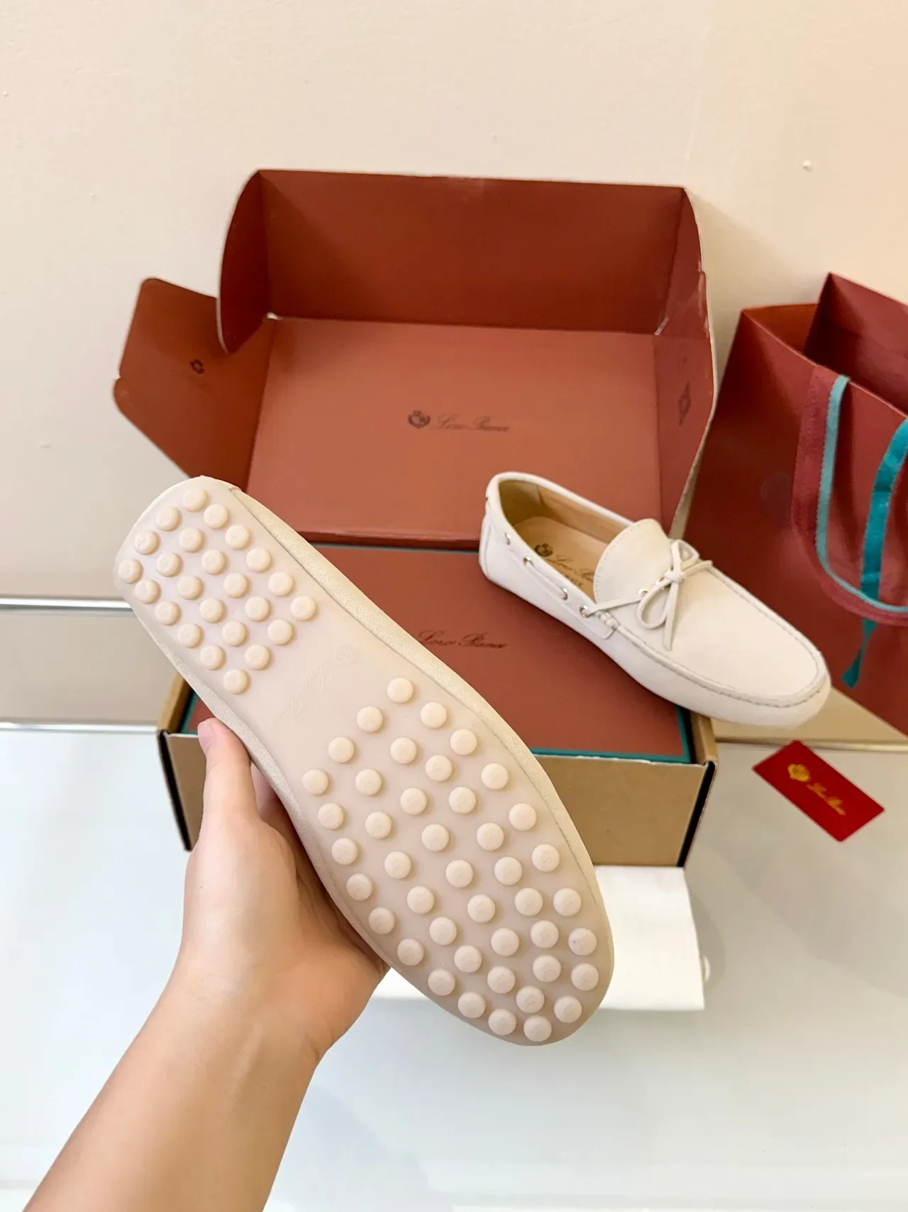 Beige Brown Suede Upper Decorative Bow Loafer 6