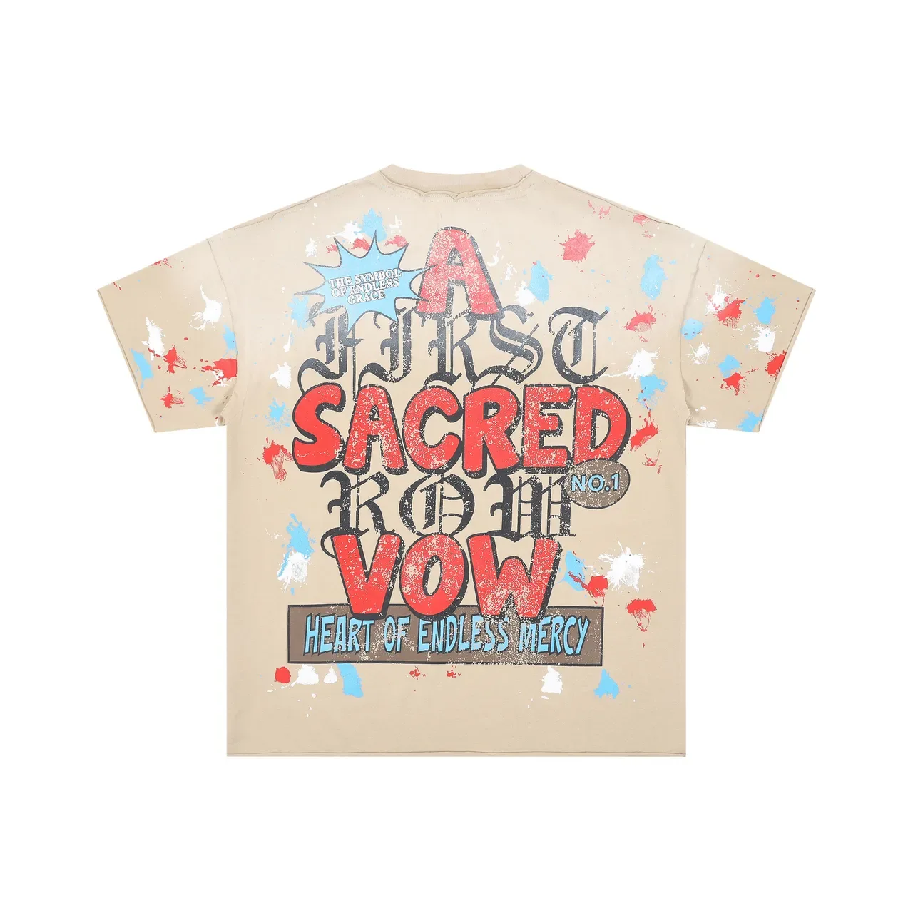Beige Multicolor Graphic-Print Paint-Splatter Effect Top 3