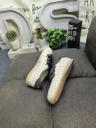 Beige Perforated Strap-Closure Casual Shoes 6