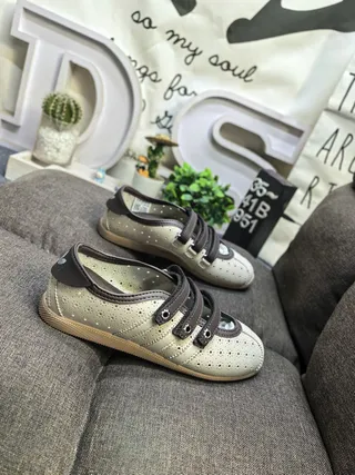 Beige Perforated Strap-Closure Casual Shoes 9