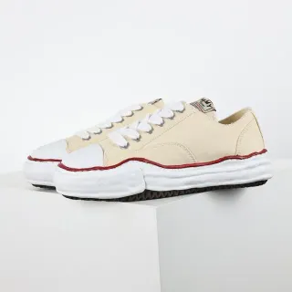 Beige Vermelho Lona Superior Bico Borracha Tênis