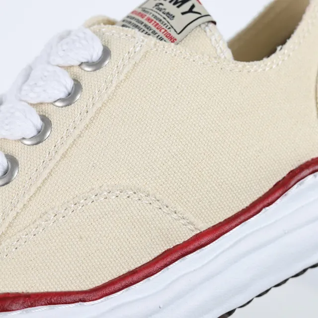 Beige Red Canvas Upper Rubber Toe Cap Sneakers 6