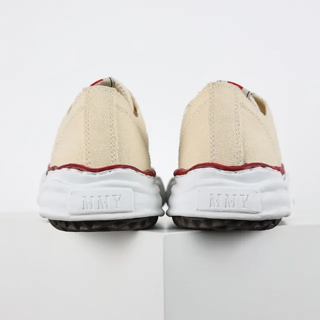 Beige Red Canvas Upper Rubber Toe Cap Sneakers 8