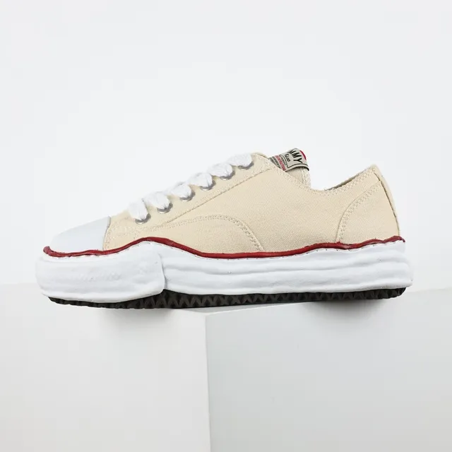 Beige Red Canvas Upper Rubber Toe Cap Sneakers 9