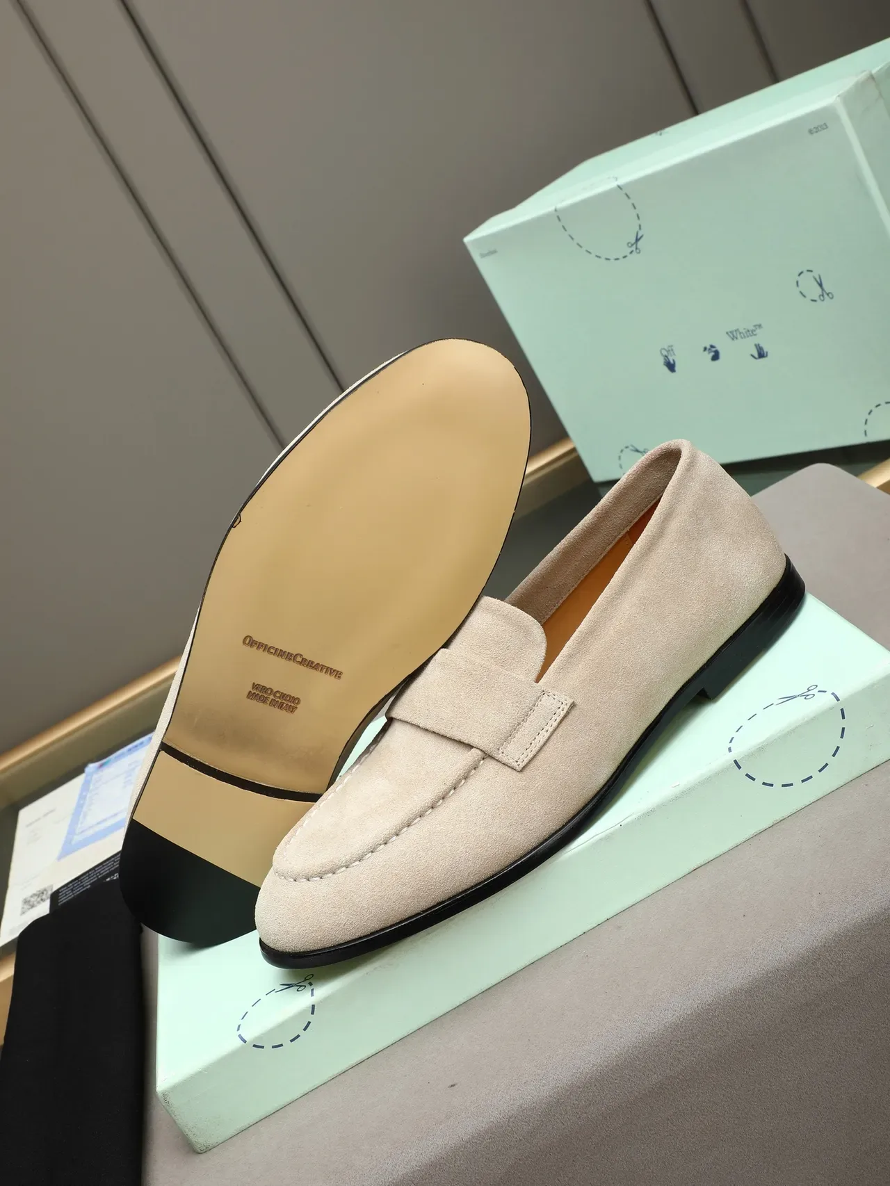 Beige Suede Penny Strap Loafer 4