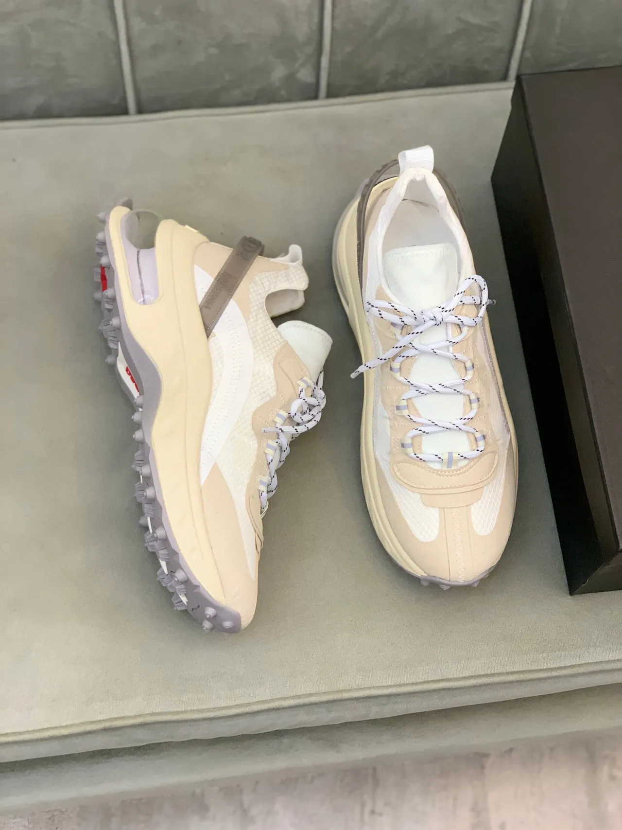 Beige White Sole Translucent Air Unit Chunky Sneakers 6
