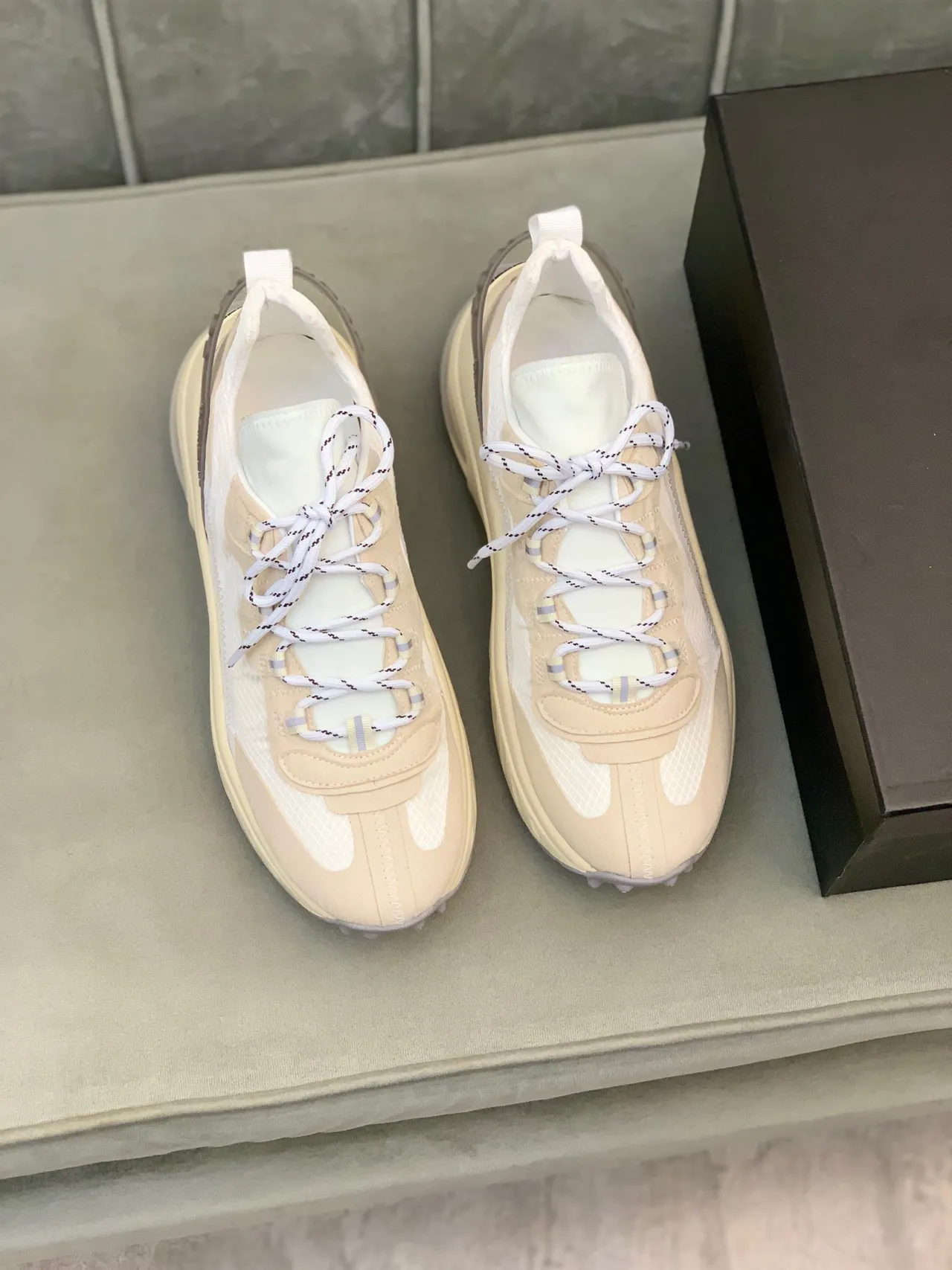 Beige White Sole Translucent Air Unit Chunky Sneakers 8