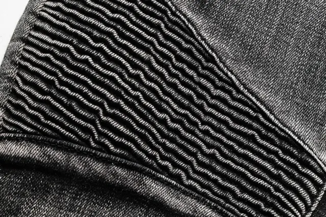 Black Acid-Wash Moto Knee Panel Jeans 4