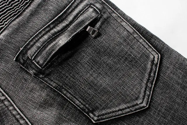 Black Acid-Wash Moto Knee Panel Jeans 6