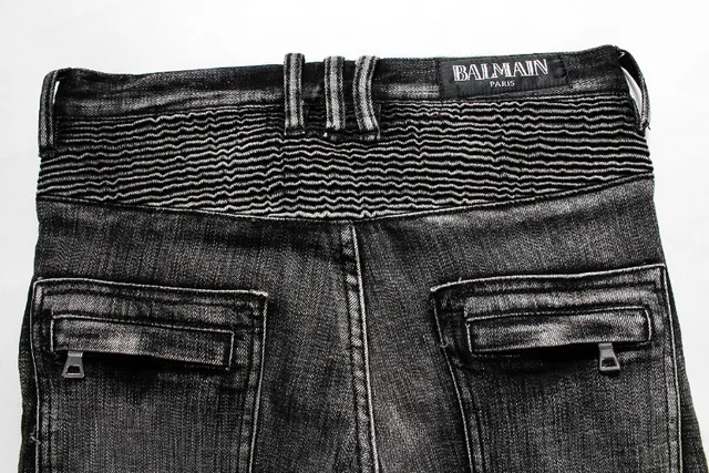 Black Acid-Wash Moto Knee Panel Jeans 14