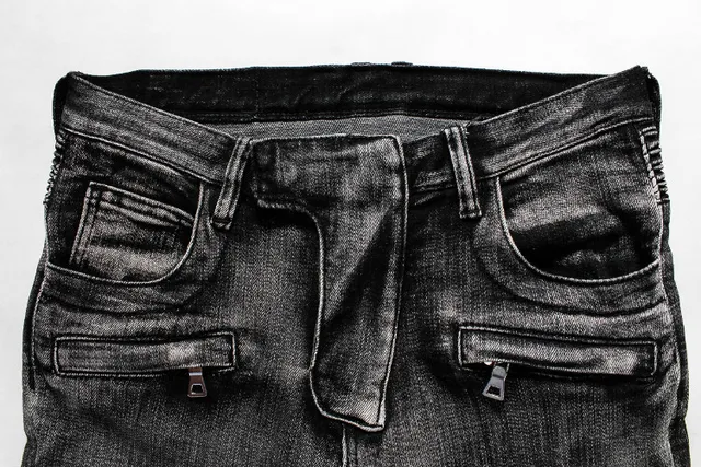Black Acid-Wash Moto Knee Panel Jeans 15