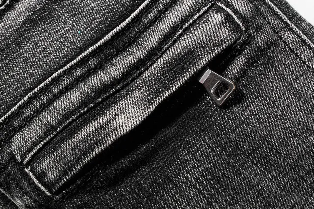 Black Acid-Wash Moto Knee Panel Jeans 16