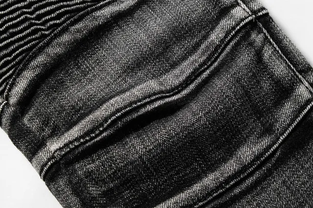 Black Acid-Wash Moto Knee Panel Jeans 18