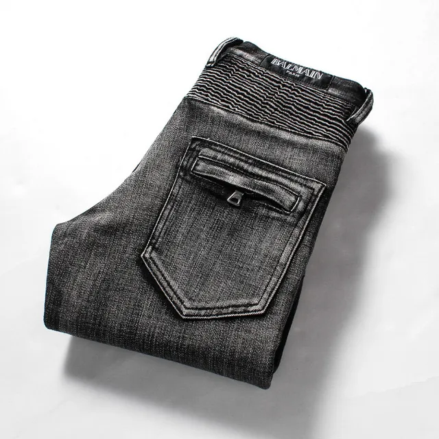 Black Acid-Wash Moto Knee Panel Jeans 20