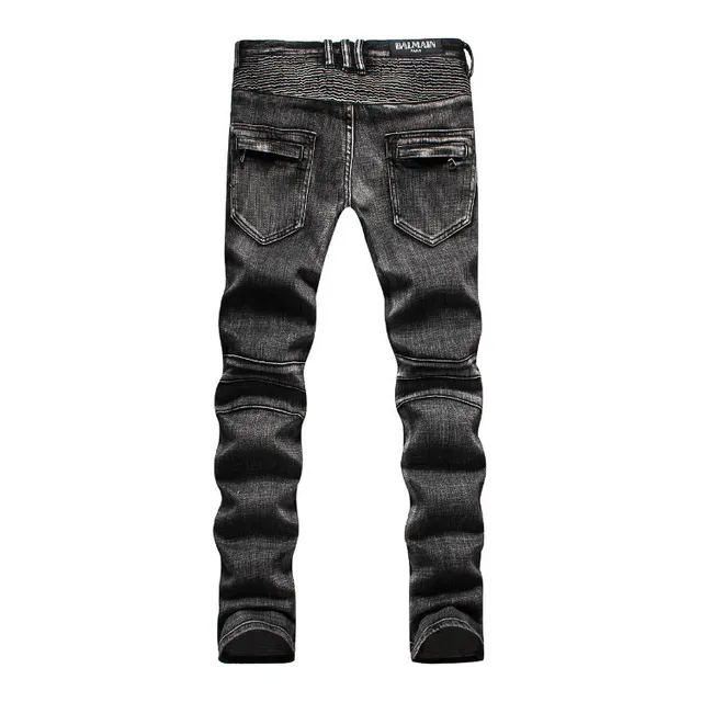 Black Acid-Wash Moto Knee Panel Jeans 21